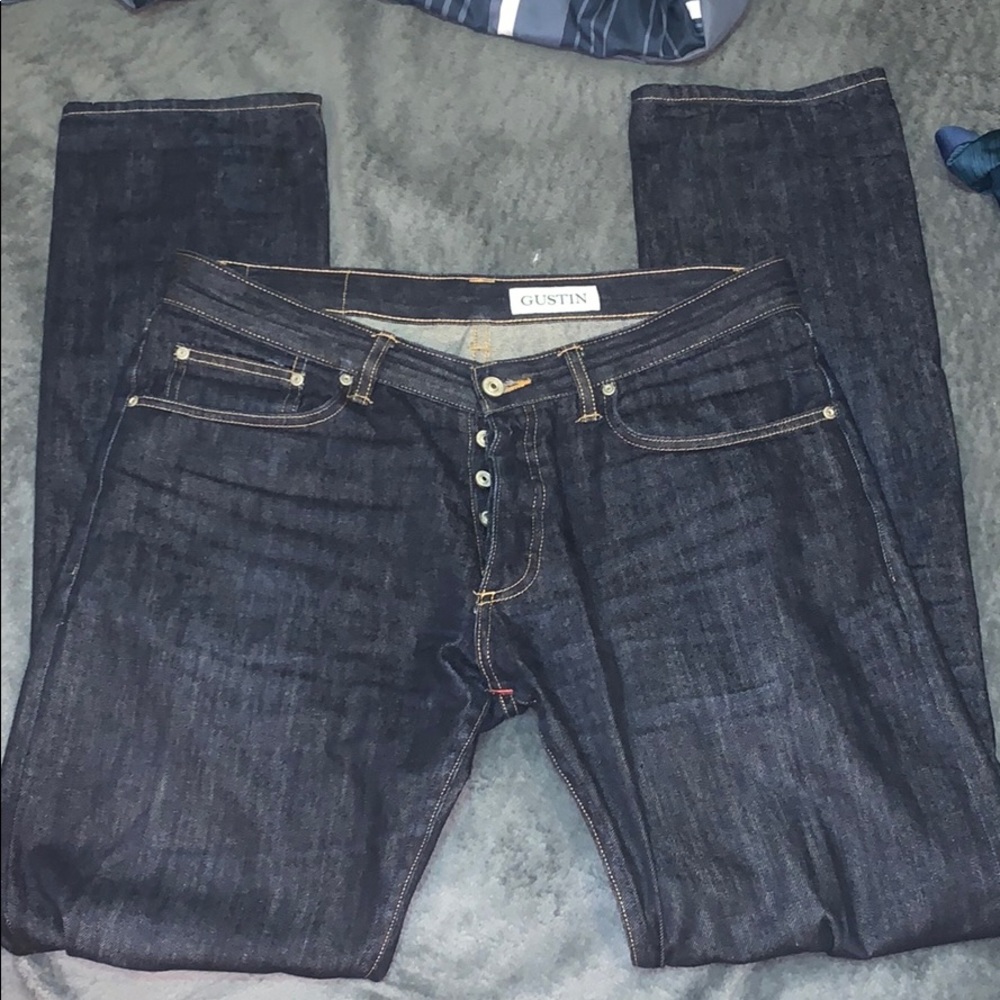 Gustin Slim selvedge denim jeans.